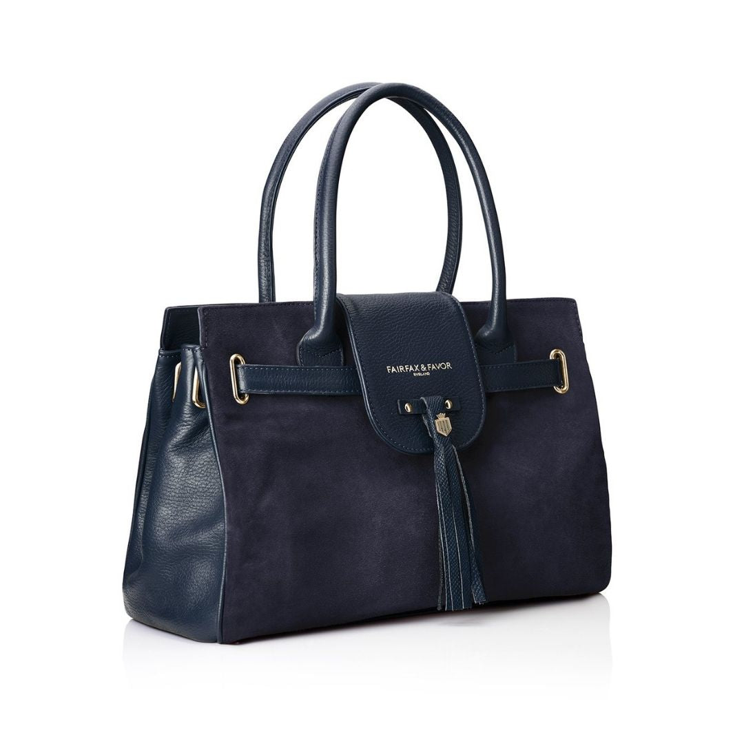 Fairfax & Favor Windsor Suede Handbag in Navy