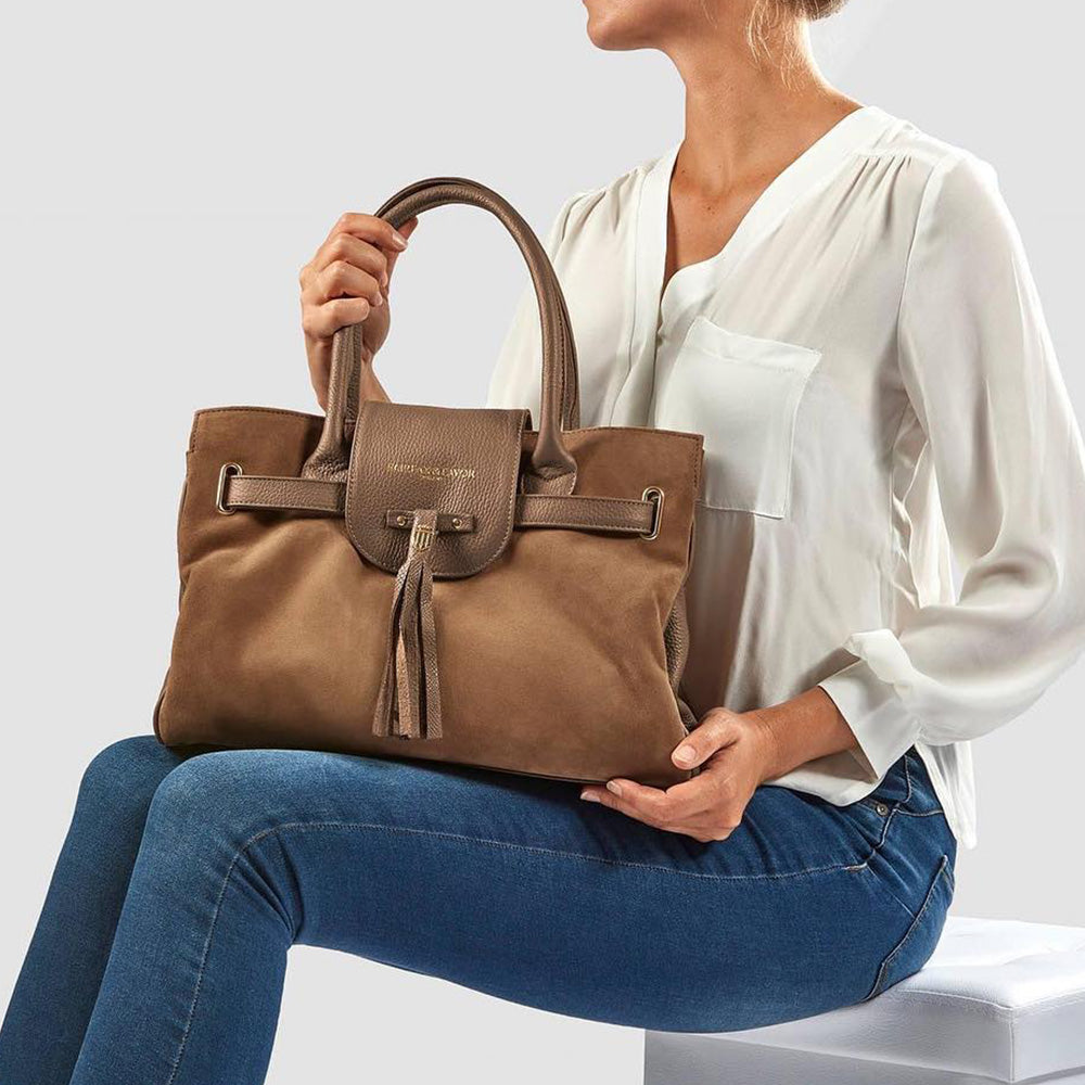 Fairfax & Favor Windsor Suede Handbag in Tan