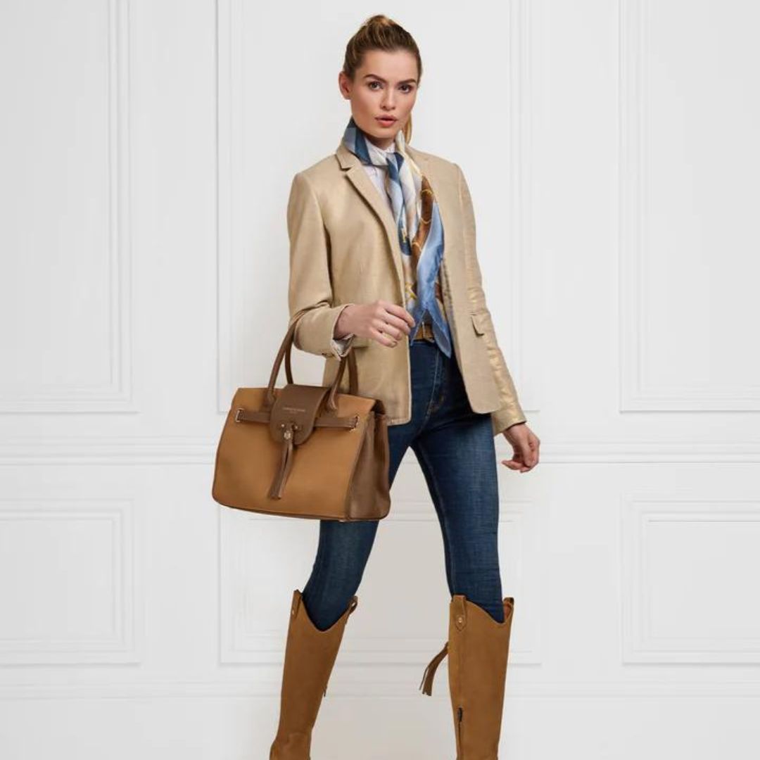 Fairfax & Favor Windsor Suede Handbag in Tan