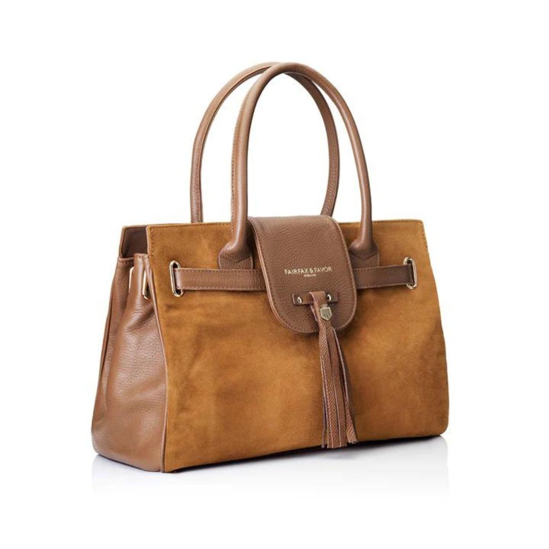 Fairfax & Favor Windsor Suede Handbag in Tan