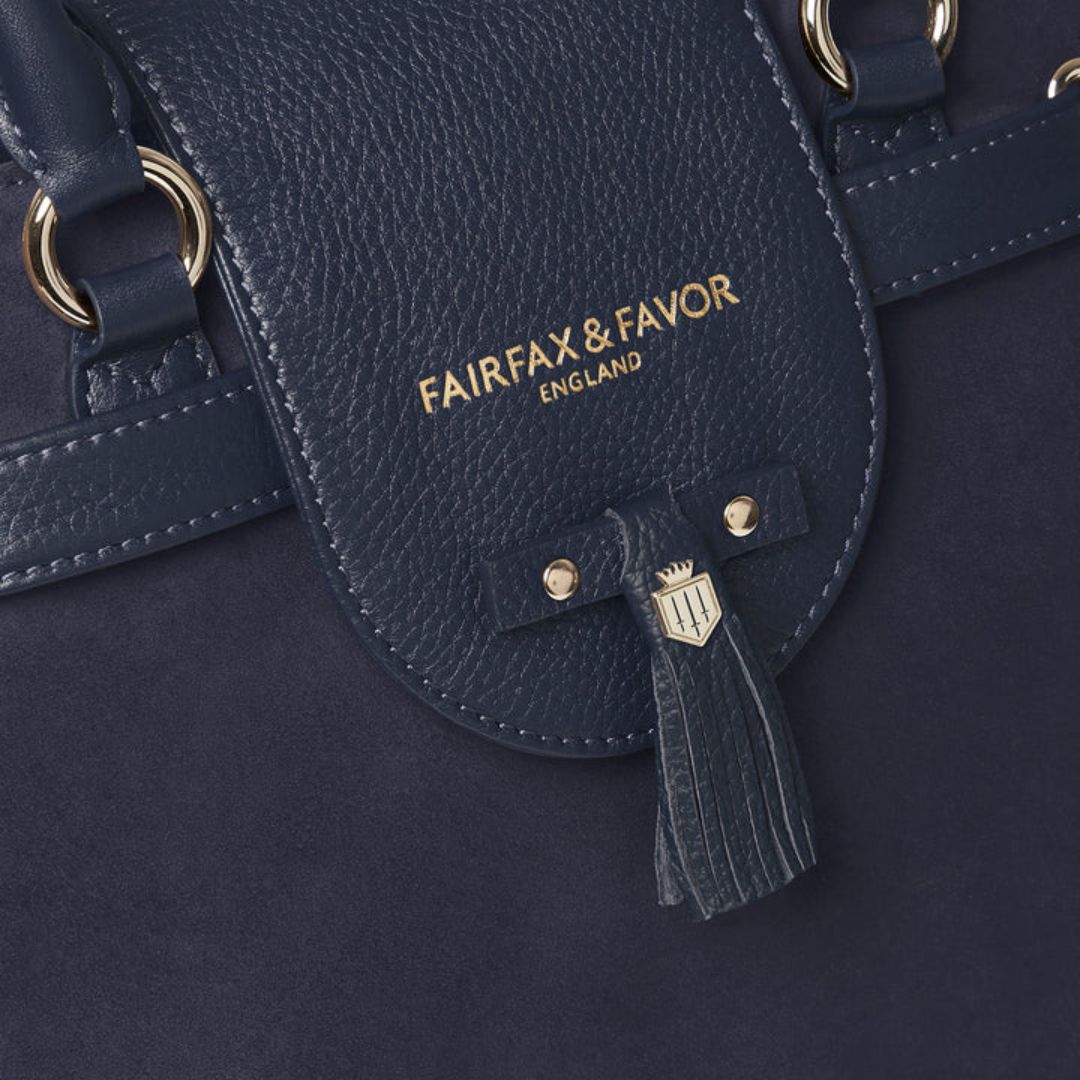 Fairfax & Favor Windsor Suede Tote Handbag in Navy
