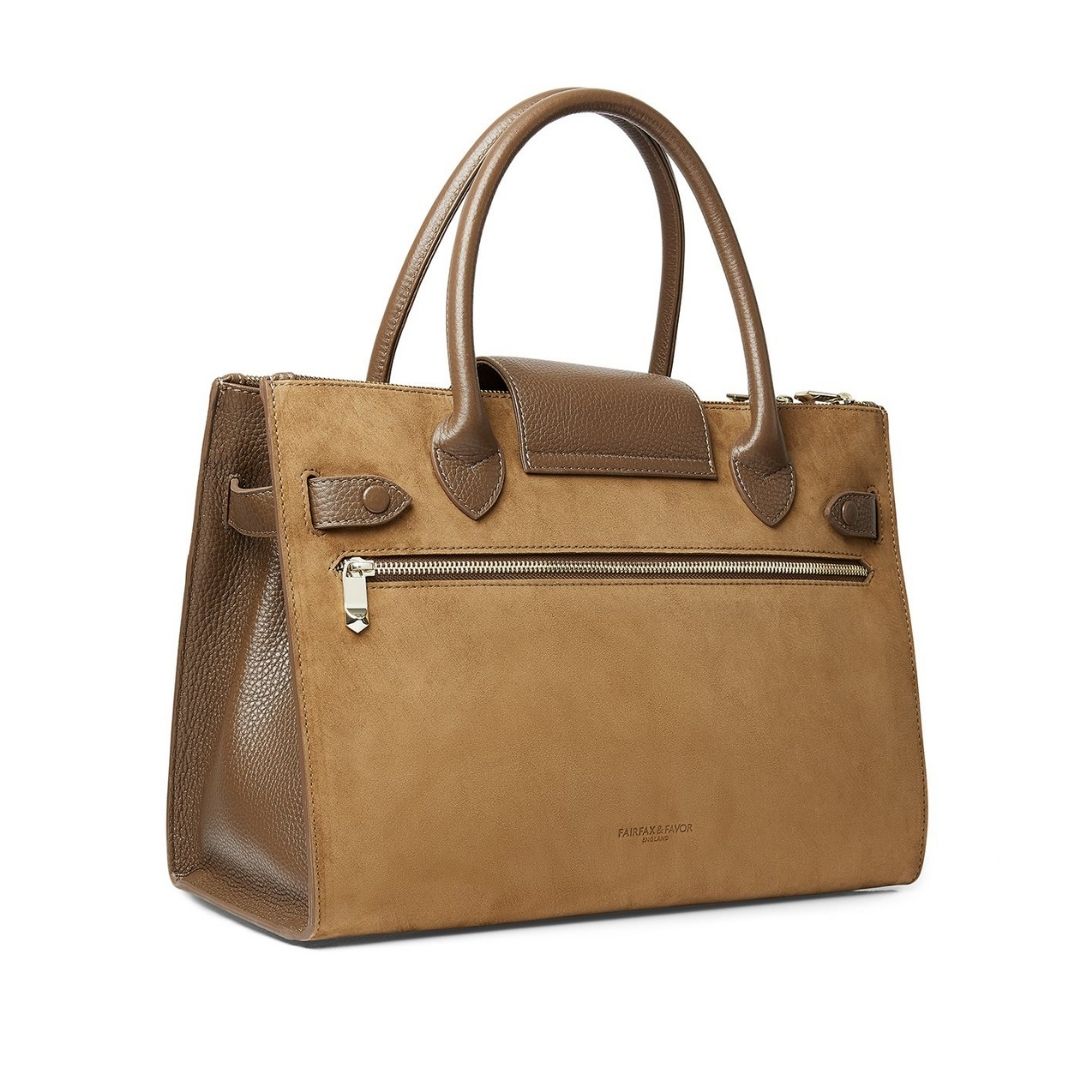 Fairfax & Favor Windsor Work Suede Handbag in Tan