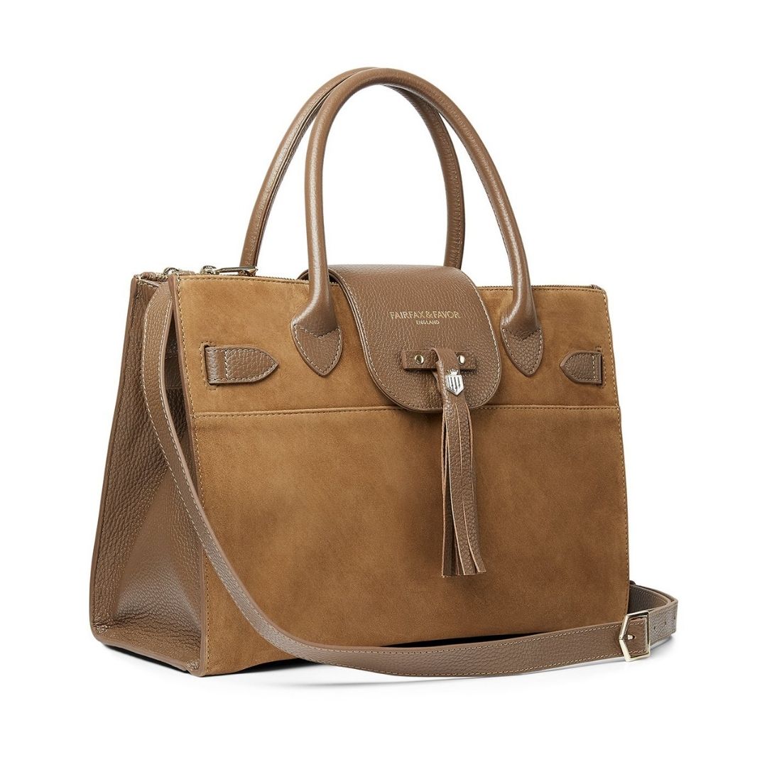 Fairfax & Favor Windsor Work Suede Handbag in Tan