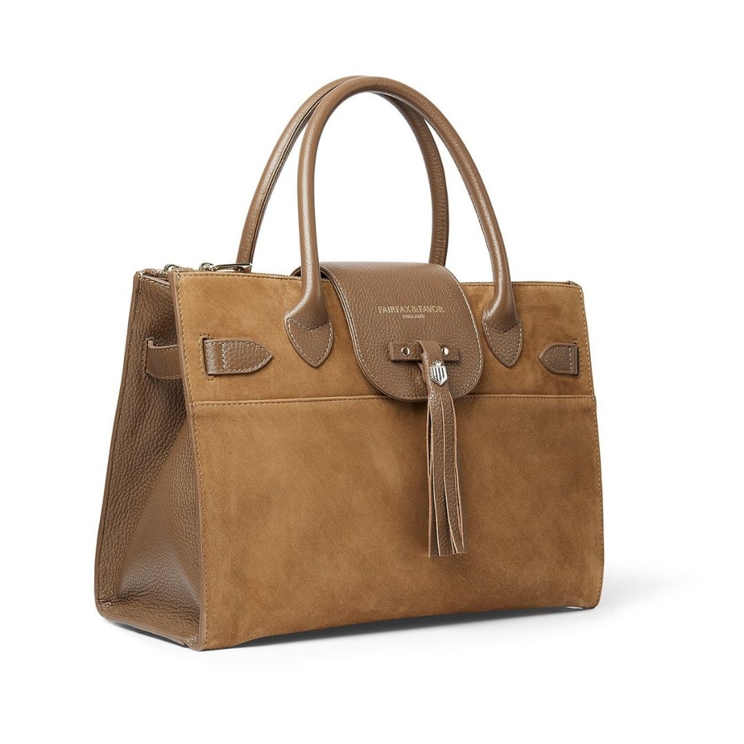 Fairfax & Favor Windsor Work Suede Handbag in Tan