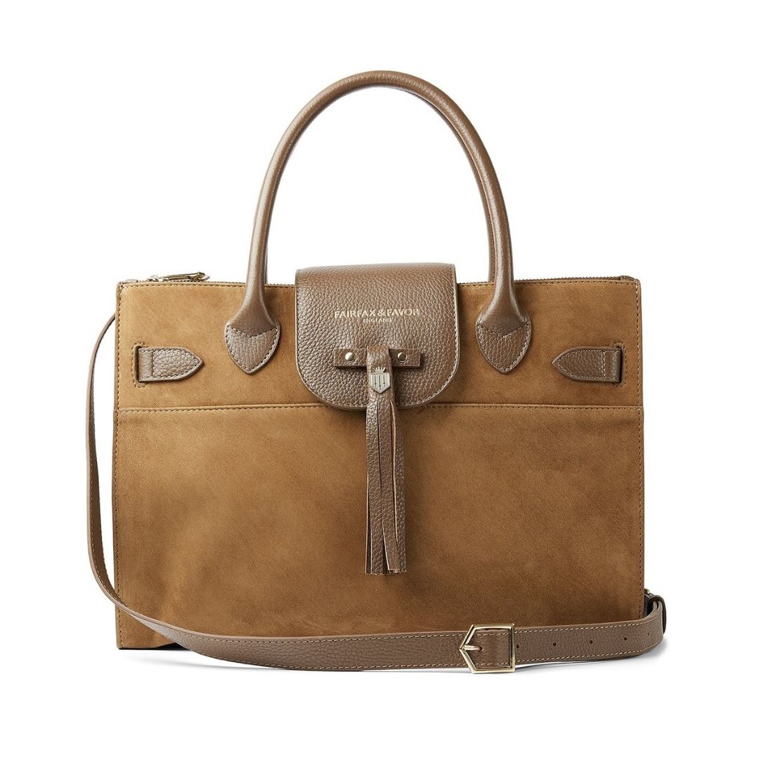 Fairfax & Favor Windsor Work Suede Handbag in Tan