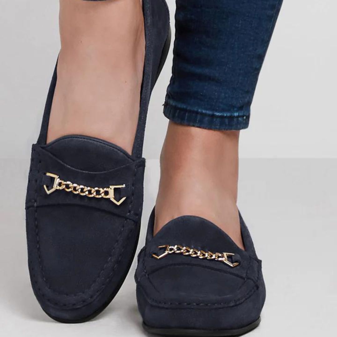 Fairfax & Favor Women's Apsley Suede Loafer in Navy