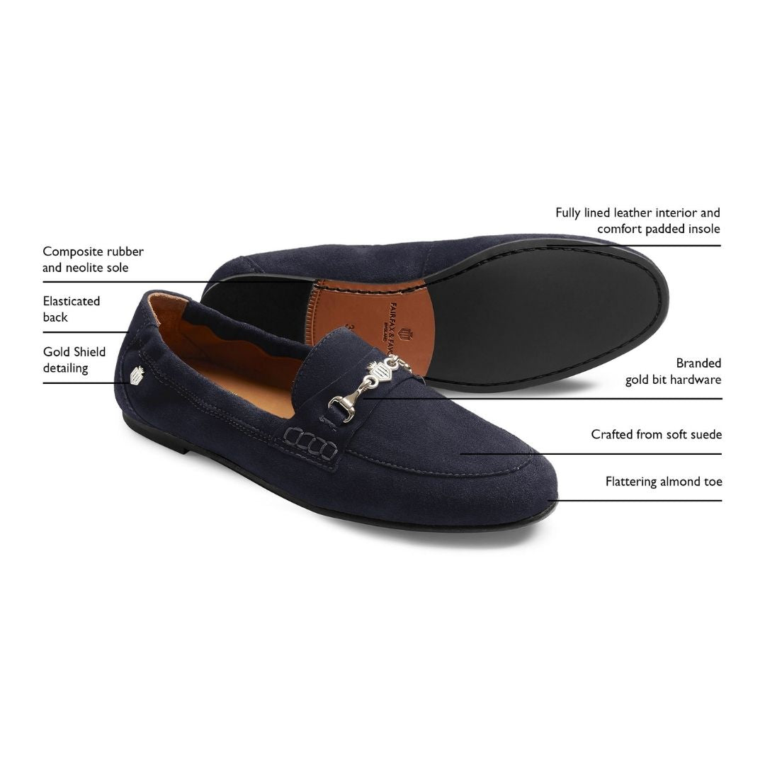 Fairfax & Favor Women's Newmarket Suede Loafer in Navy