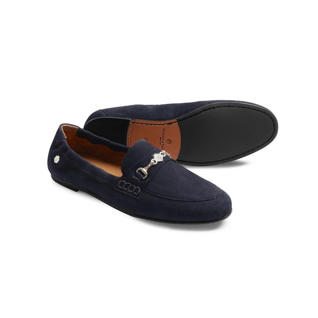 Fairfax & Favor Women's Newmarket Suede Loafer in Navy