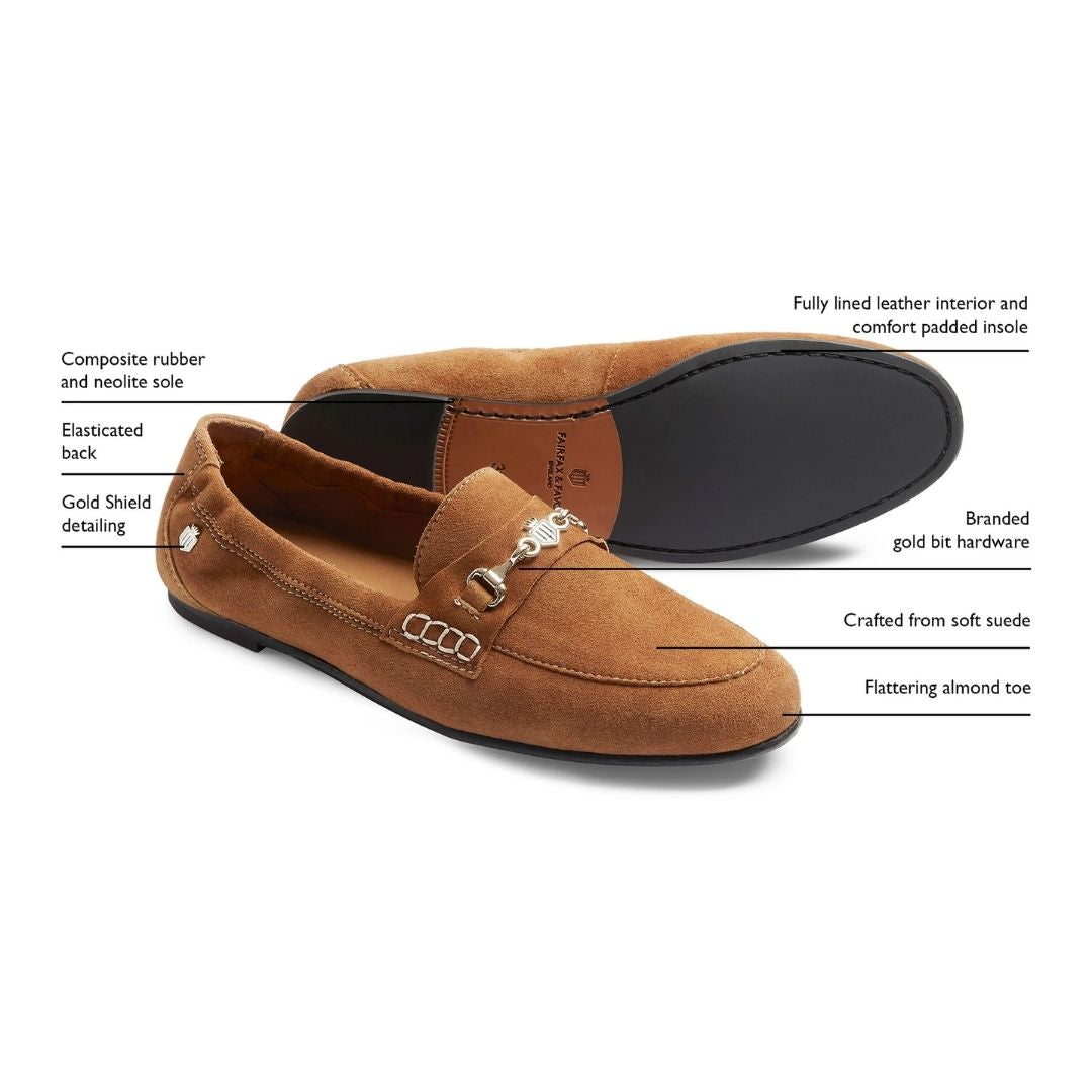 Fairfax & Favor Women's Newmarket Suede Loafer in Tan