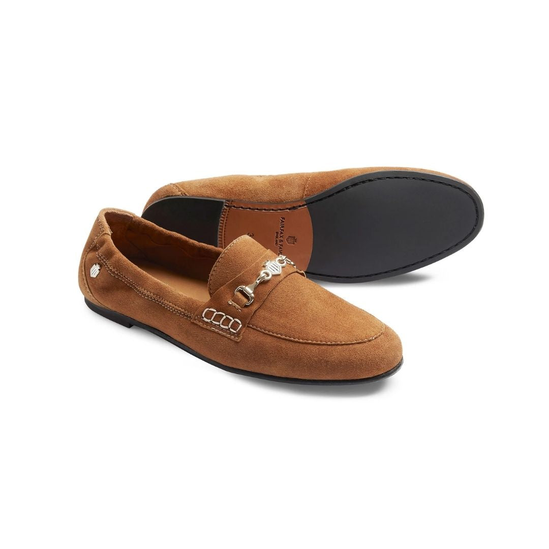 Fairfax & Favor Women's Newmarket Suede Loafer in Tan