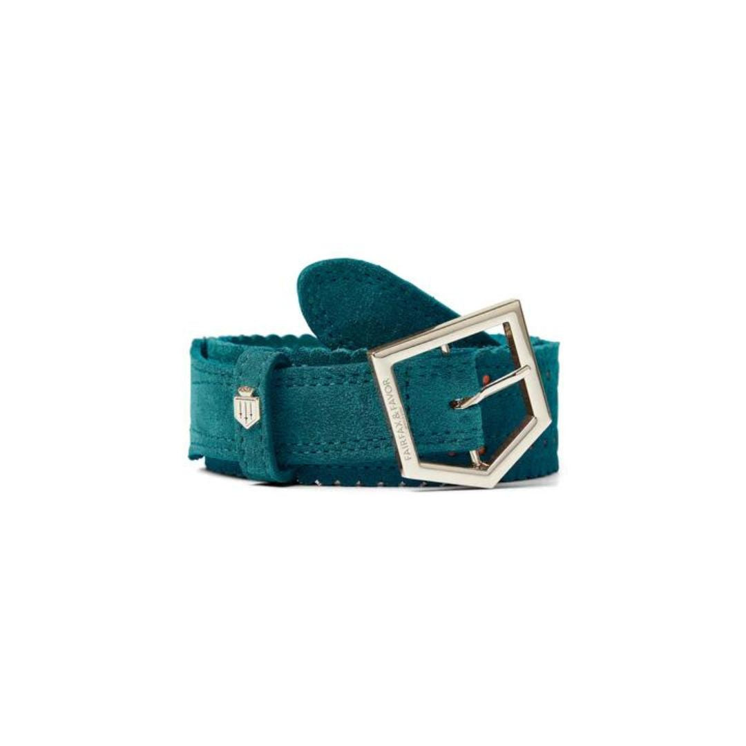 Fairfax & Favor Women's Regina Suede Belt in Ocean Blue