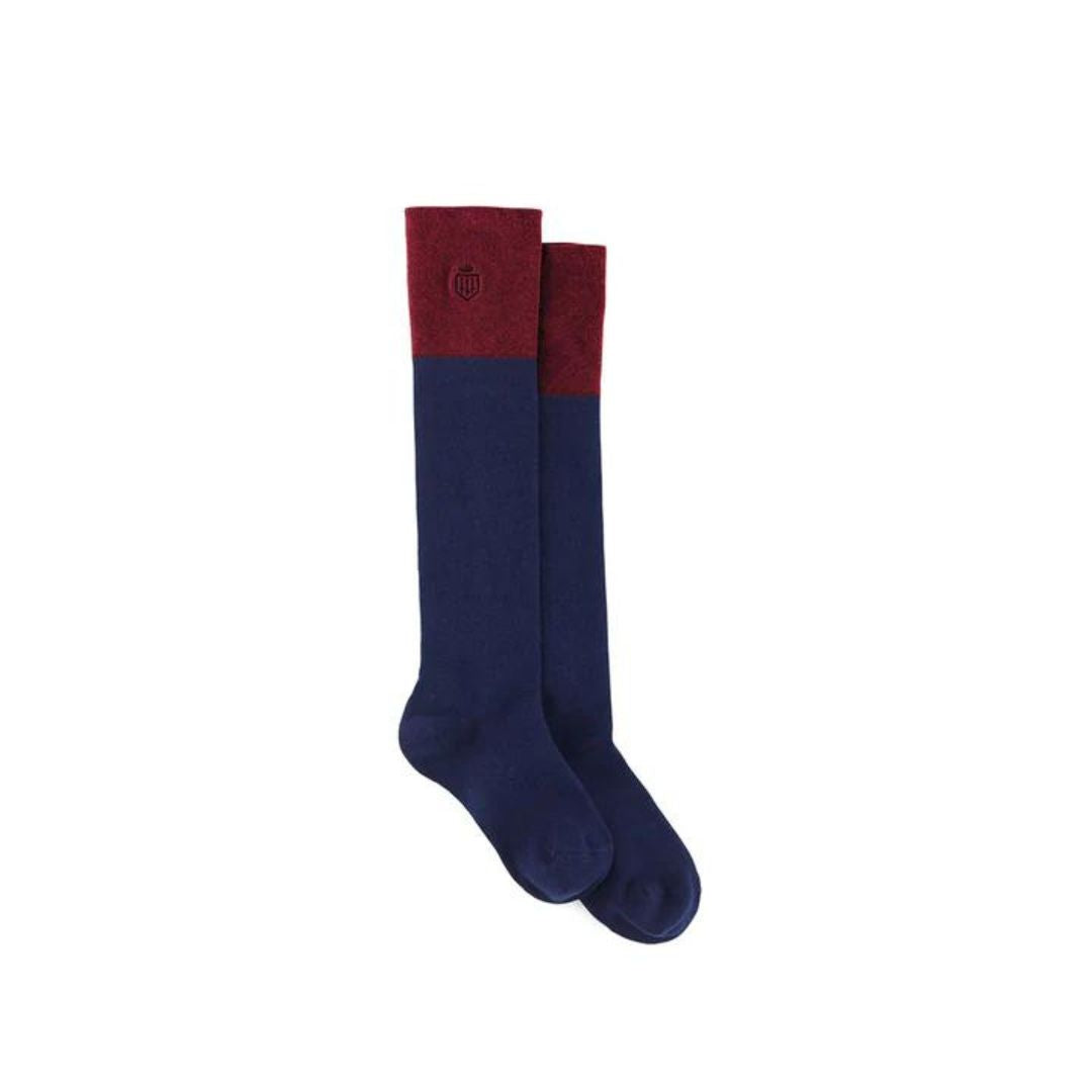 Fairfax & Favor Women's Signature Knee High Socks in Navy & Burgundy