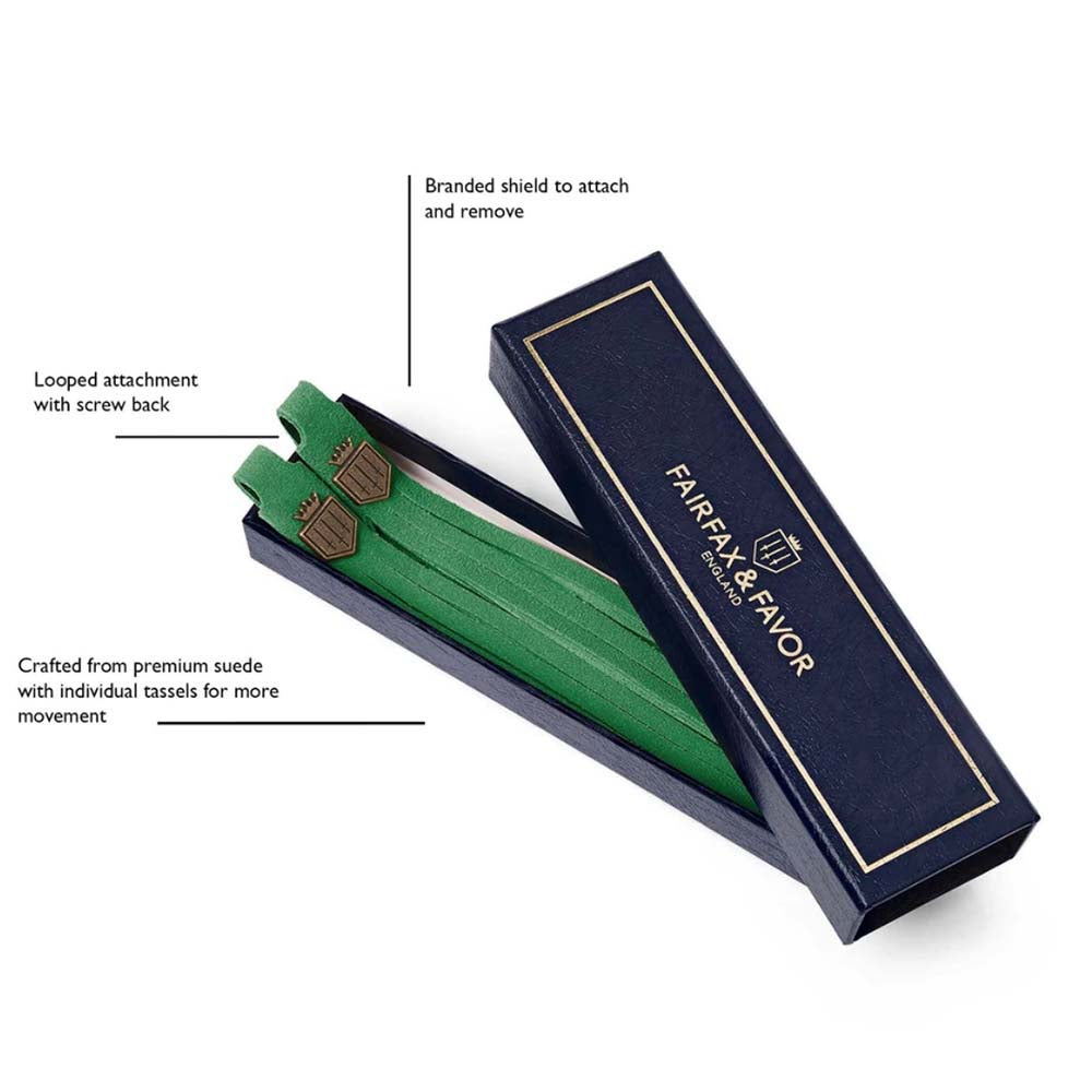 Fairfax & Favor Suede Boot Tassels in Jade