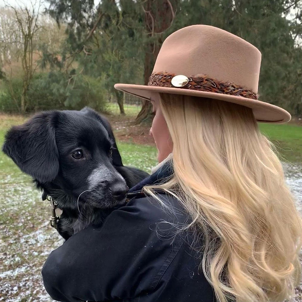 Hicks & Brown Suffolk Fedora in Camel with Pheasant Feather Wrap