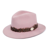 Hicks & Brown Suffolk Fedora in Dusky Pink with Pheasant Feather Wrap