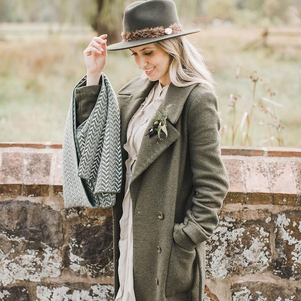 Hicks & Brown Suffolk Fedora in Olive Green with Pheasant Feather Wrap