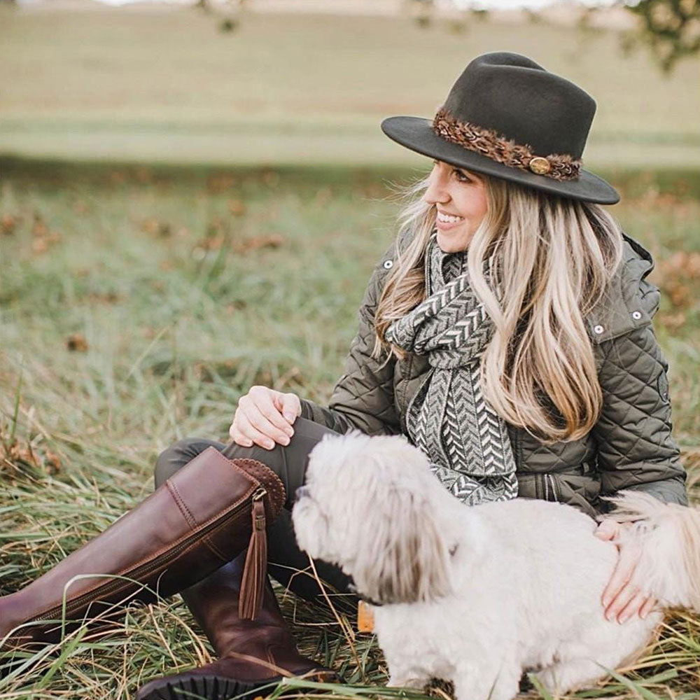 Hicks & Brown Suffolk Fedora in Olive Green with Pheasant Feather Wrap