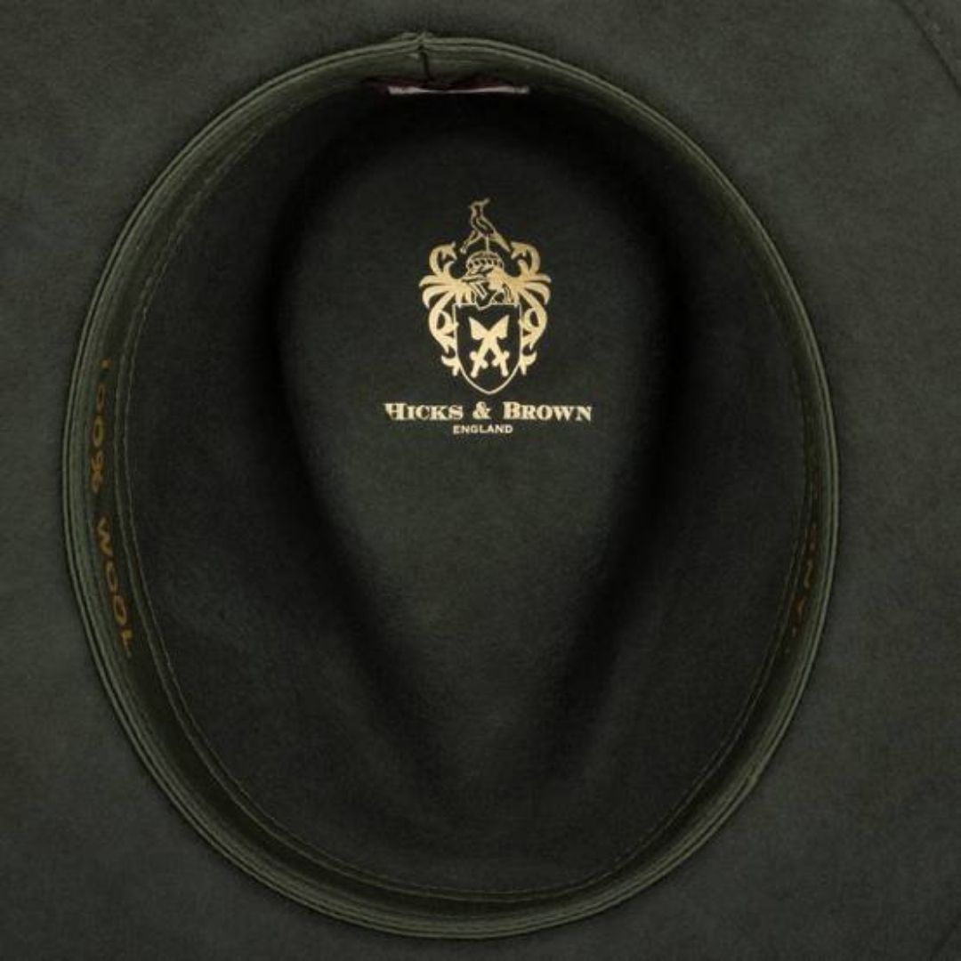 Hicks & Brown Suffolk Fedora in Olive Green with Pheasant Feather Wrap