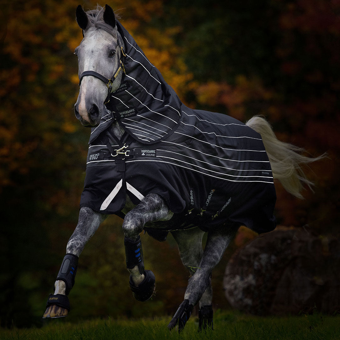 Horseware Amigo Bravo 12 Plus Reflectech Medium Turnout Rug in Black (250g)
