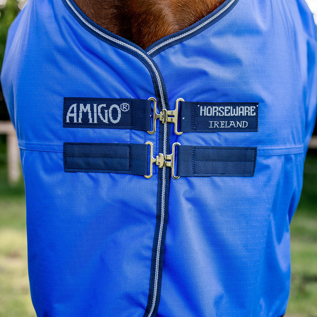 Horseware Amigo Hero Ripstop Pony Light Turnout Rug in Blue, Navy & Grey (0g)