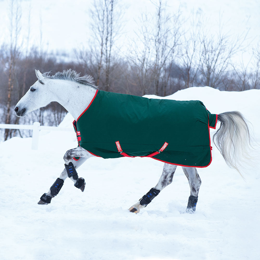 Horseware Rambo Original Heavy Turnout Rug in Green/Red (400g)