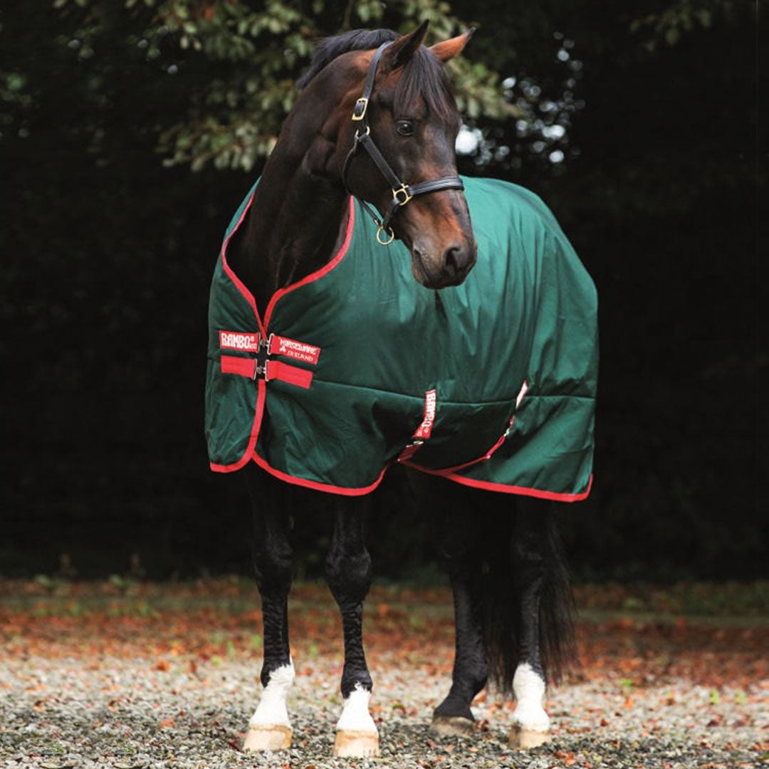 Horseware Rambo Original Heavy Turnout Rug in Green/Red (400g)