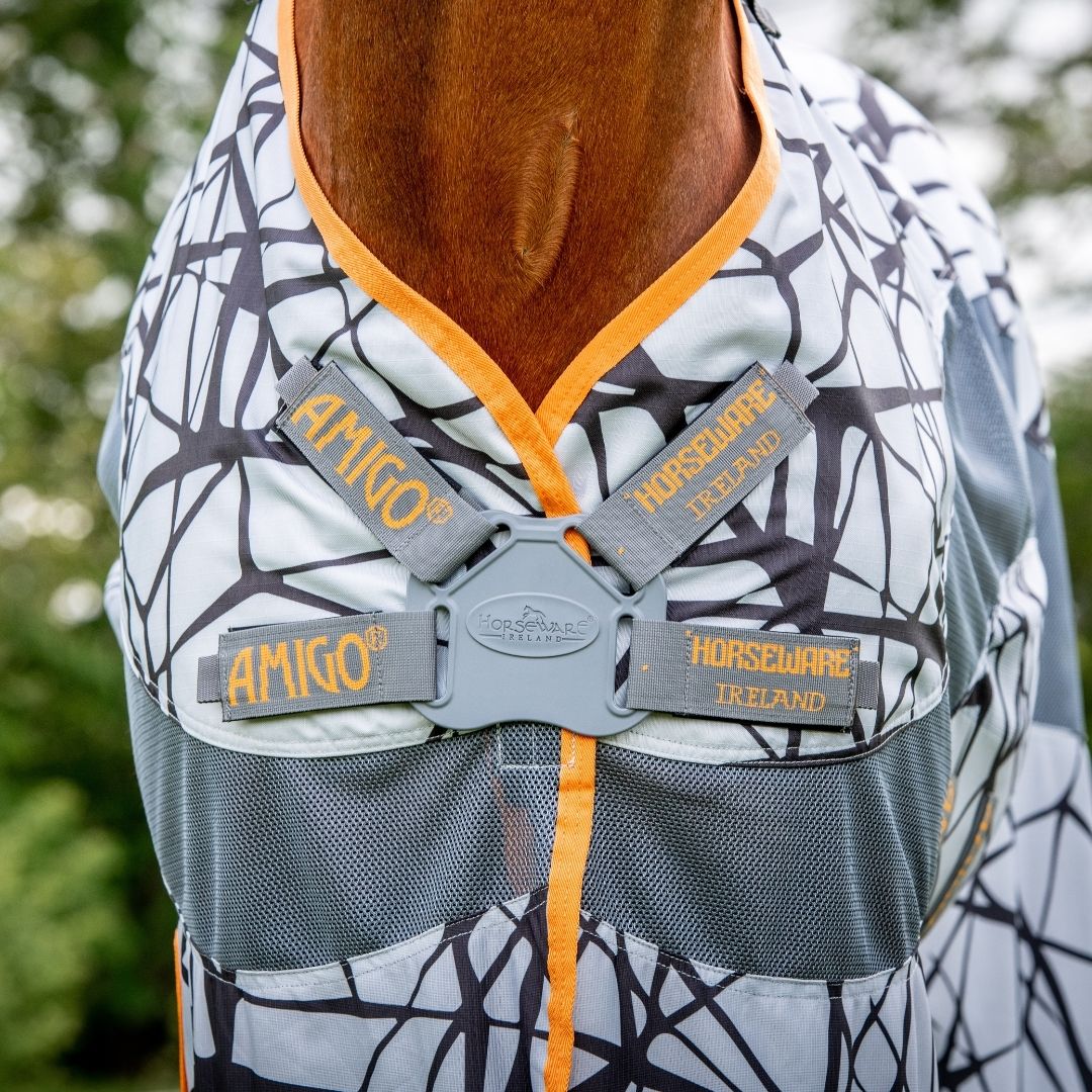 Horseware Amigo 3-in-1 CamoFly Fly Sheet in Grey & Orange (Fly Rug + Turnout Rug)