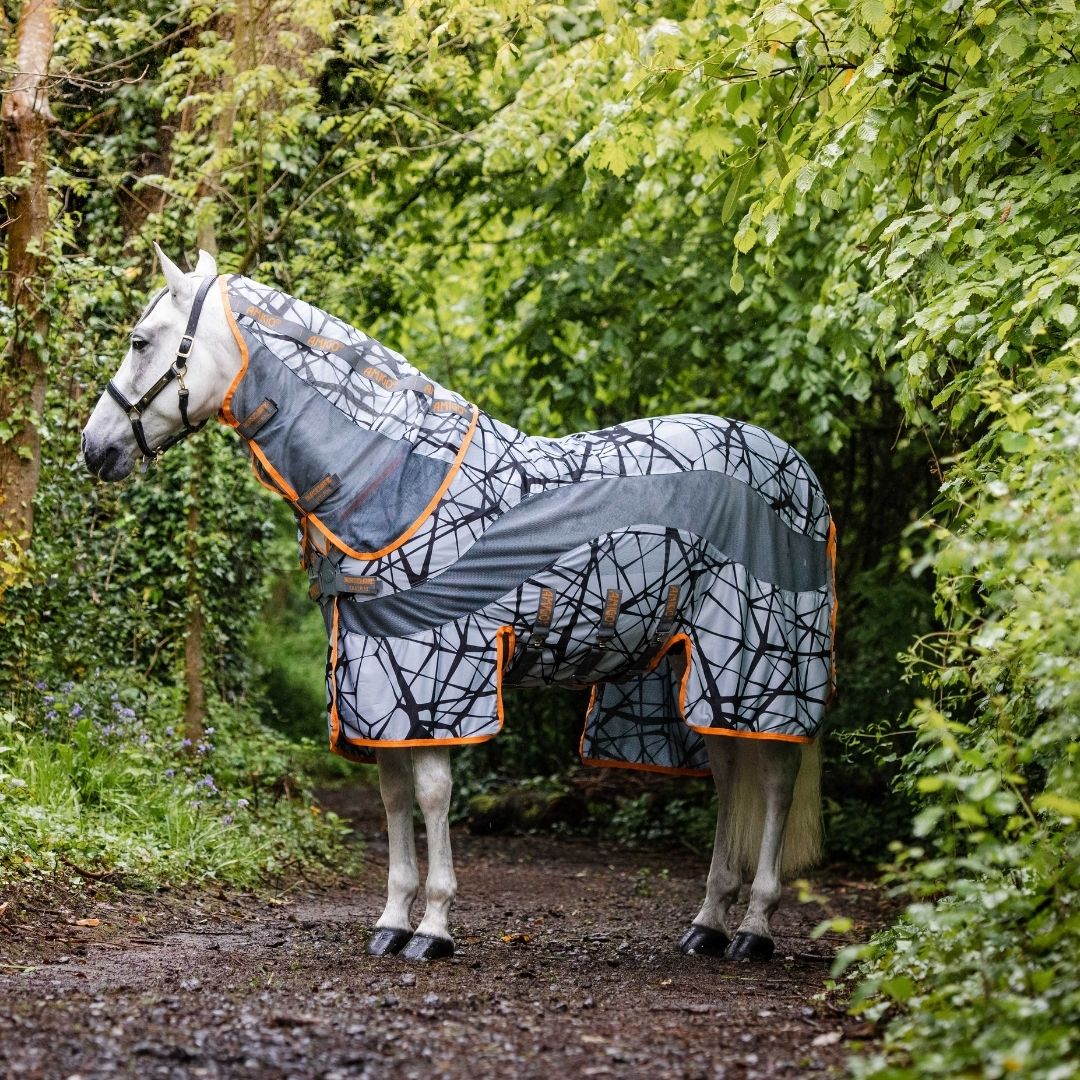 Horseware Amigo 3-in-1 CamoFly Fly Sheet in Grey & Orange (Fly Rug + Turnout Rug)