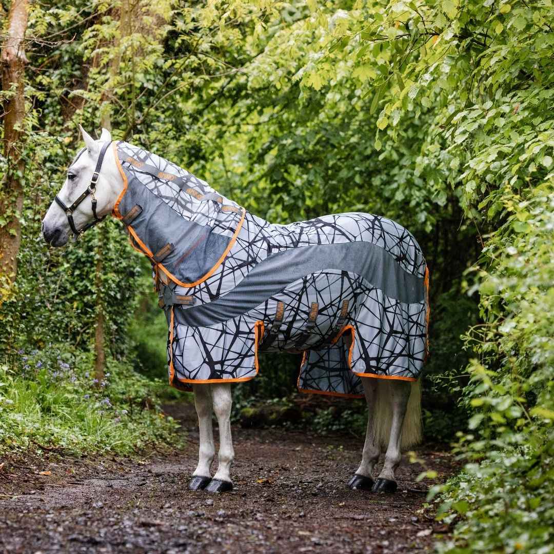 Horseware Amigo 3-in-1 CamoFly Fly Sheet in Grey & Orange (Fly Rug + Turnout Rug)