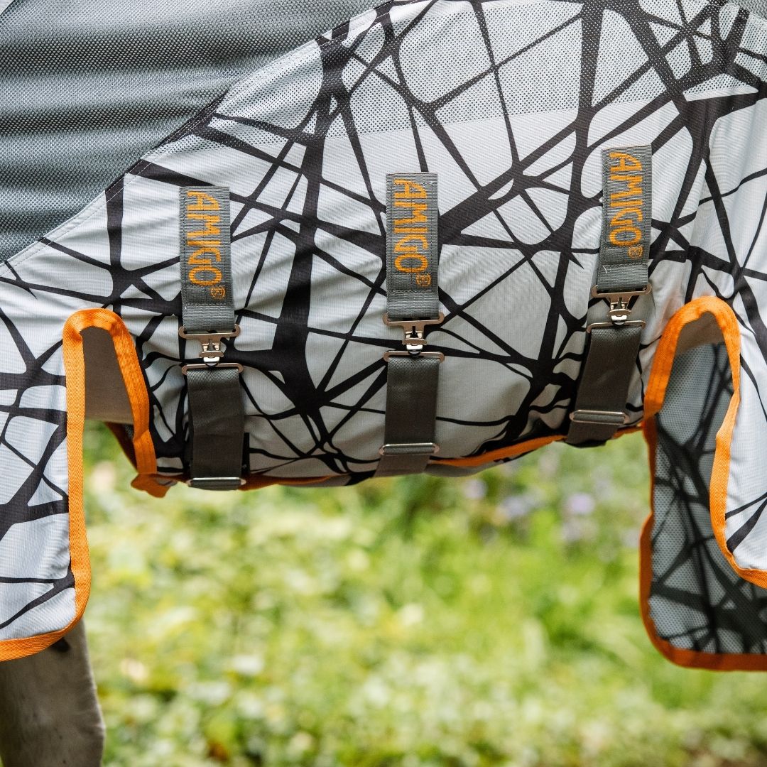 Horseware Amigo 3-in-1 CamoFly Fly Sheet in Grey & Orange (Fly Rug + Turnout Rug)