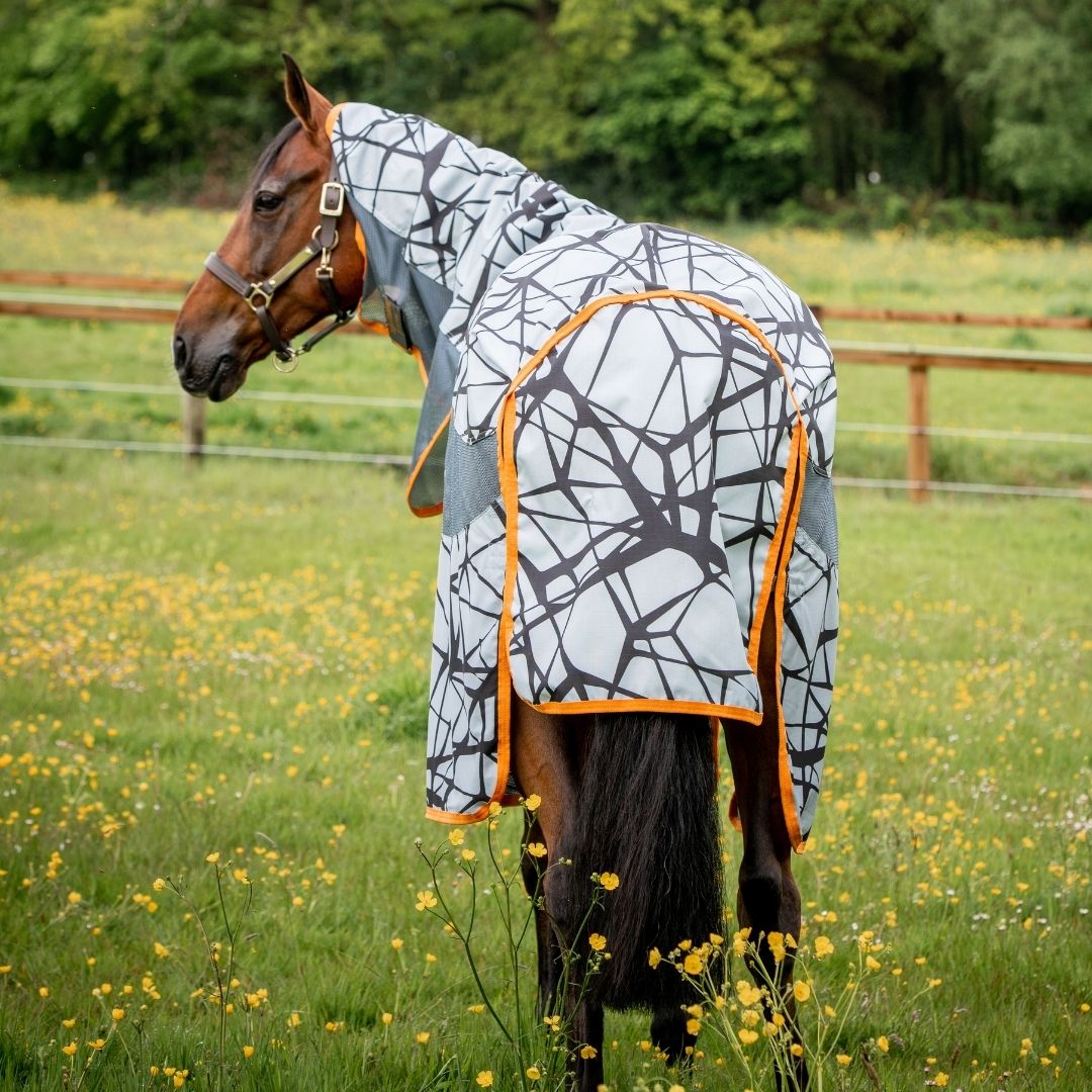Horseware Amigo 3-in-1 CamoFly Fly Sheet in Grey & Orange (Fly Rug + Turnout Rug)