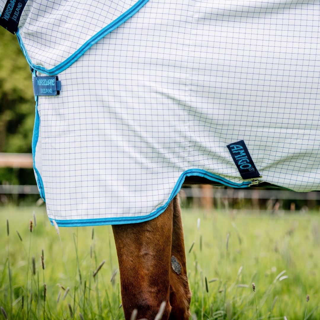 Horseware Amigo Aussie Allrounder Fly Rug in Blue Check/Electric Blue & Navy