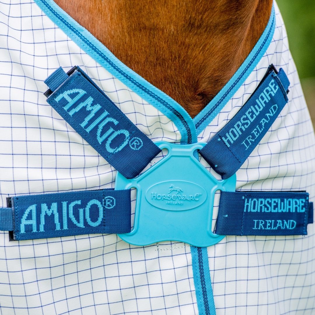 Horseware Amigo Aussie Allrounder Fly Rug in Blue Check/Electric Blue & Navy