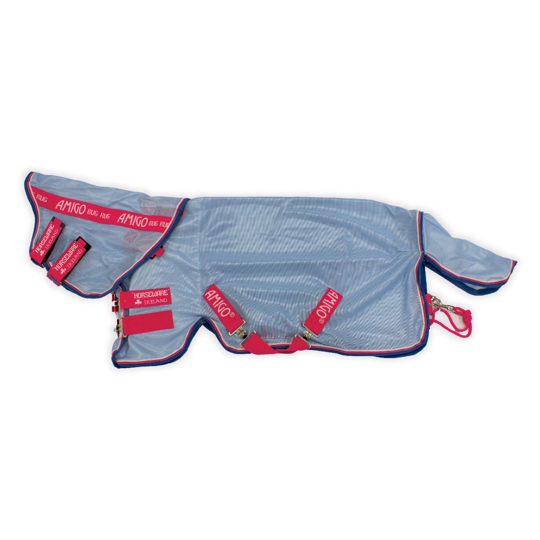 Horseware Amigo Pony Bug Rug in Azure Blue/White, Pink & Powder Blue