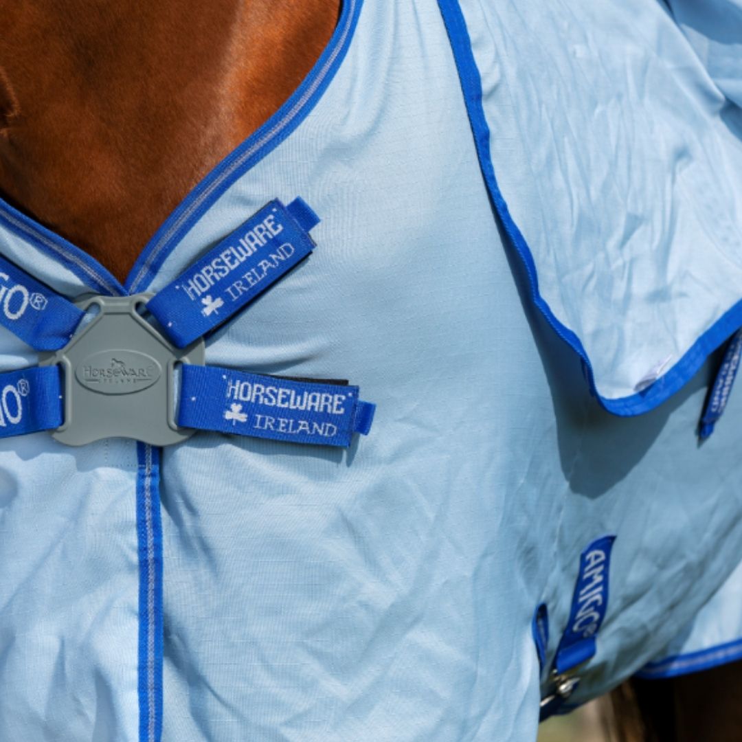 Horseware Amigo Pony Ripstop Hoody Rug in Azure Blue, Strong Blue & Silver