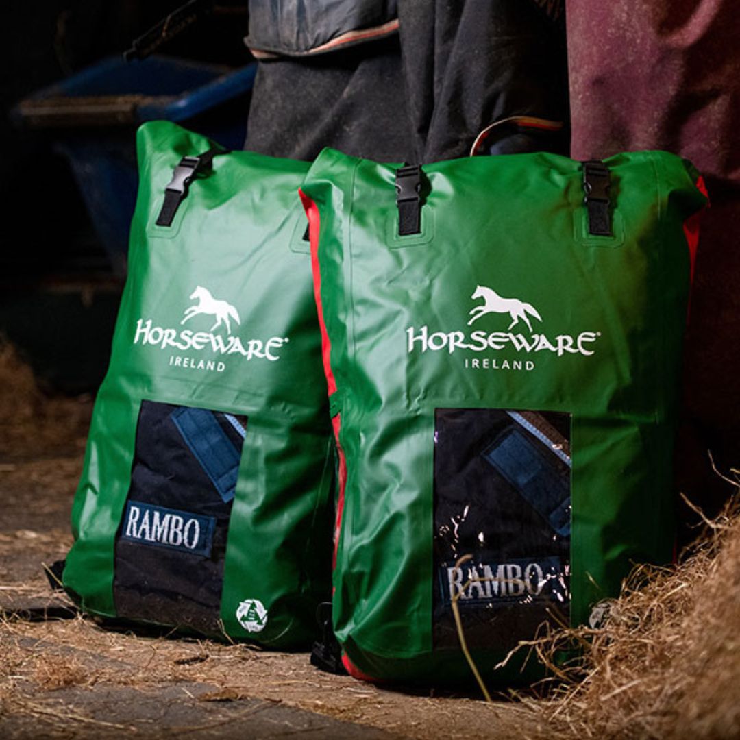Horseware Rambo Original Heavy Turnout Rug in Green/Red (400g)