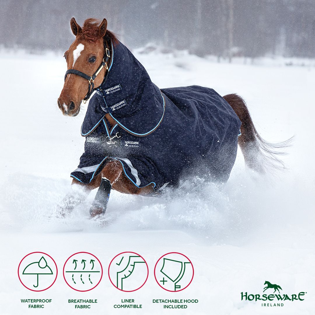 Horseware Rambo Duo Heavy Turnout Rug in Navy & Blue (100g Outer with 300g Liner)