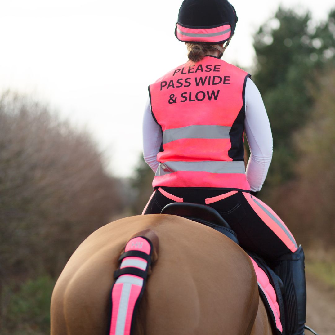 Hy Equestrian HyViz Please Pass Wide & Slow Waistcoat in Pink