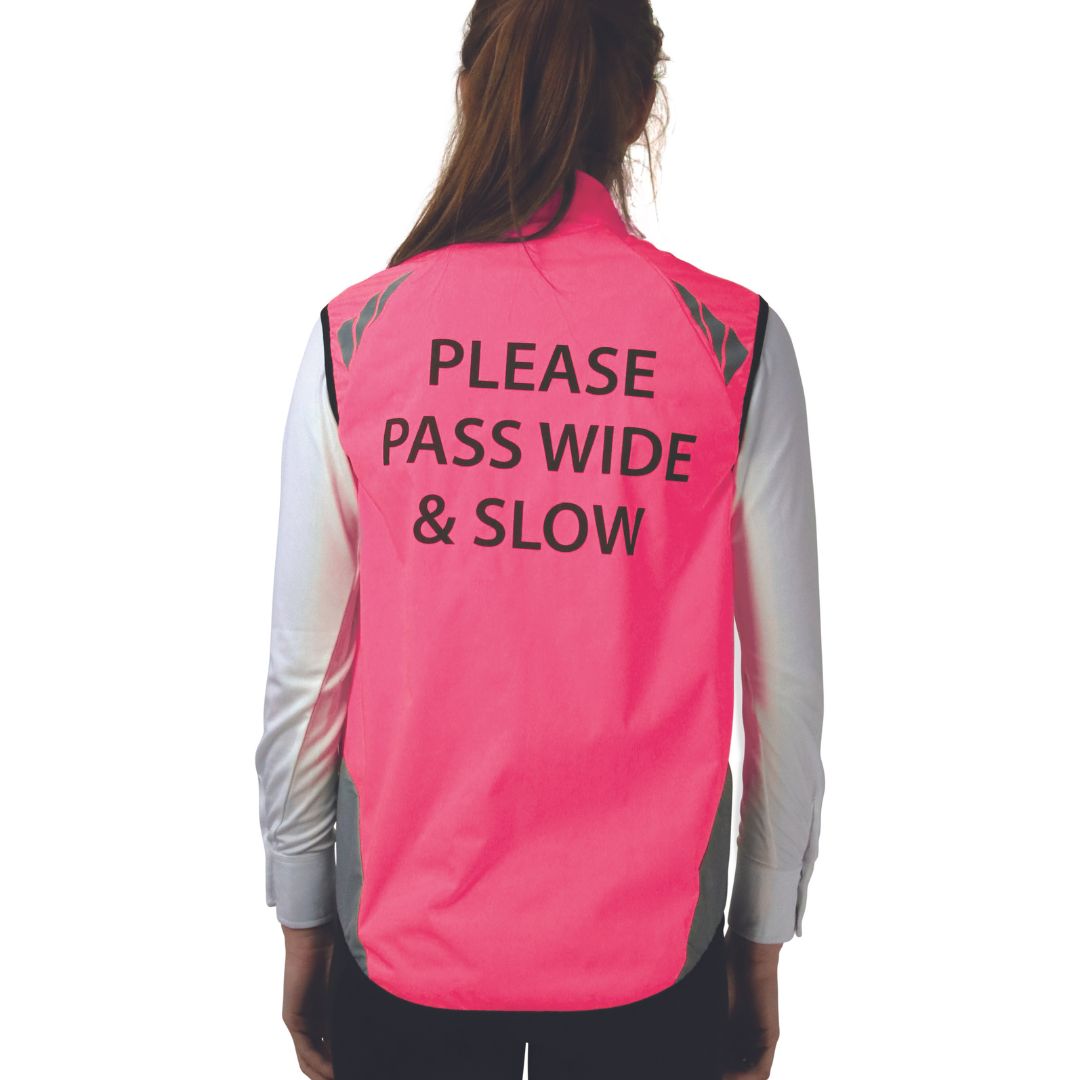 Hy Equestrian HyViz Please Pass Wide & Slow Waistcoat in Pink