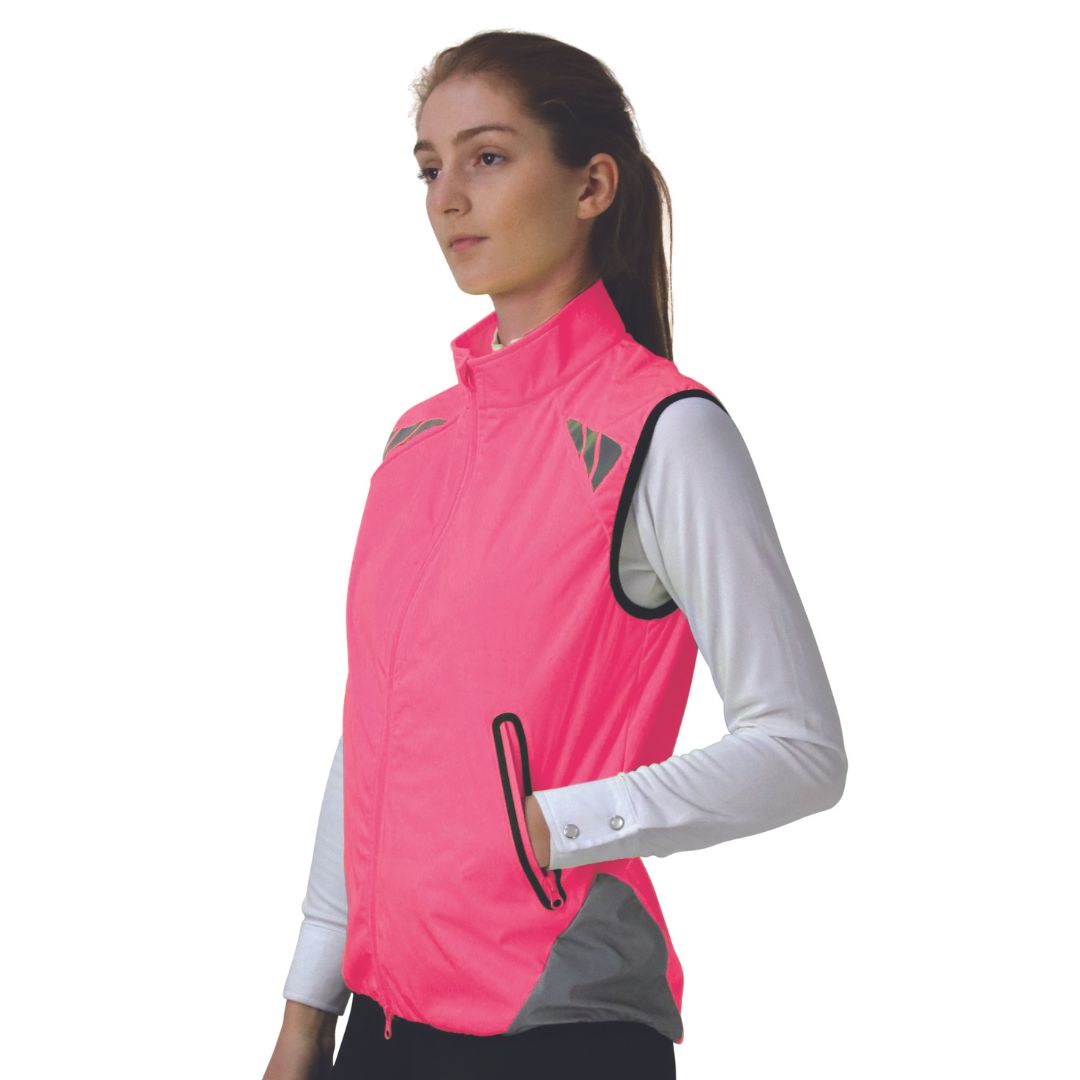 Hy Equestrian HyViz Please Pass Wide & Slow Waistcoat in Pink