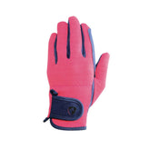 Hy Equestrian Kids Every Day Two Tone Riding Gloves in Navy & Raspberry