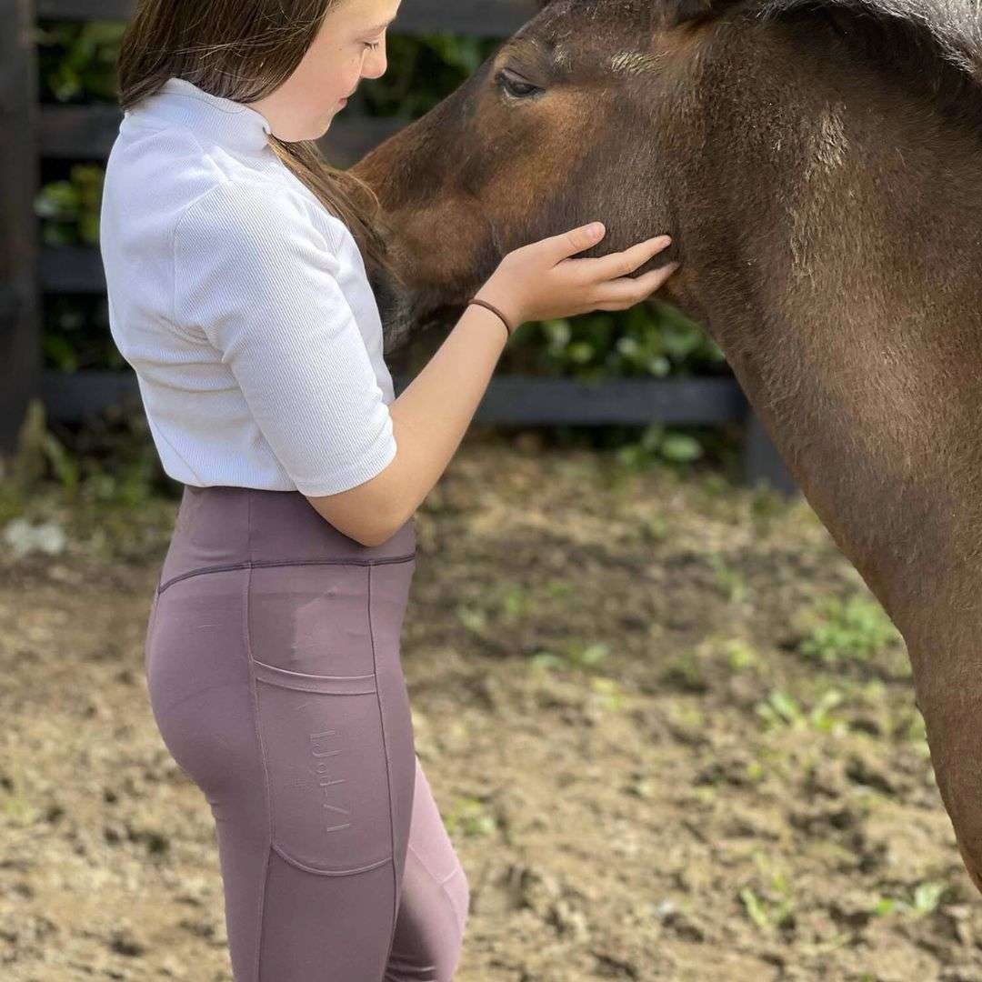 Jod-Z Kids Equestrian Riding Leggings in Macaron Maroon