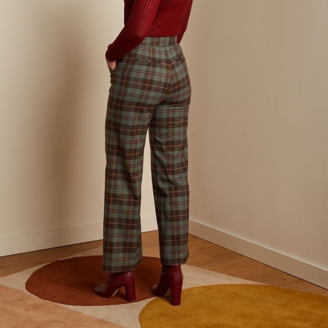 King Louie Women's Alba Pants Jones Check in Smoke Green