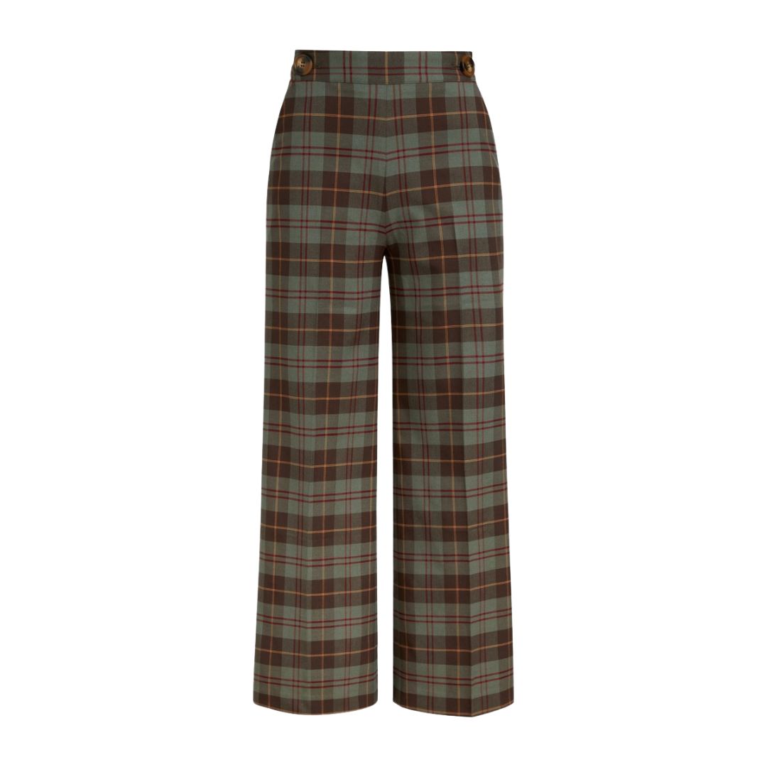 King Louie Women's Alba Pants Jones Check in Smoke Green