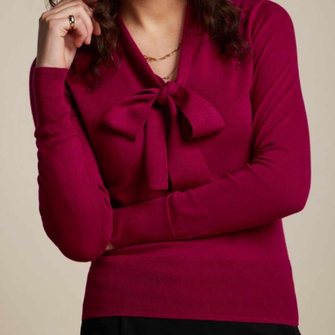 King Louie Women's Ellen Bow Top Cottonclub in Beaujolais Red