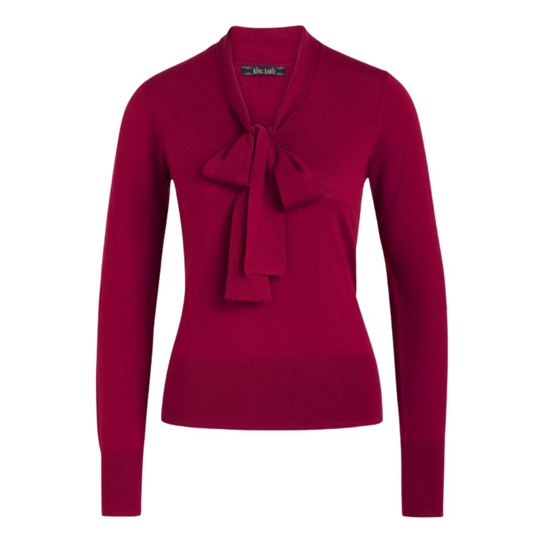 King Louie Women's Ellen Bow Top Cottonclub in Beaujolais Red