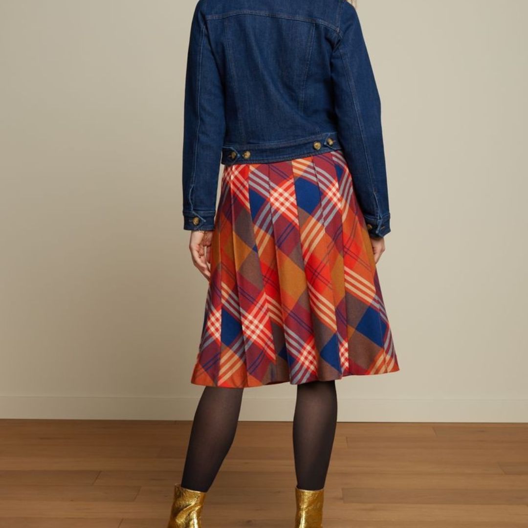 King Louie Women's Harper Skirt Jolla Check in Fire Red