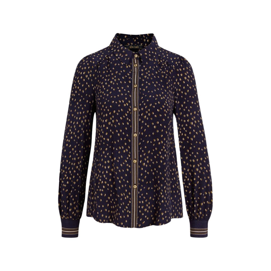 King Louie Women's Maisie Blouse Abbey in Ink Blue