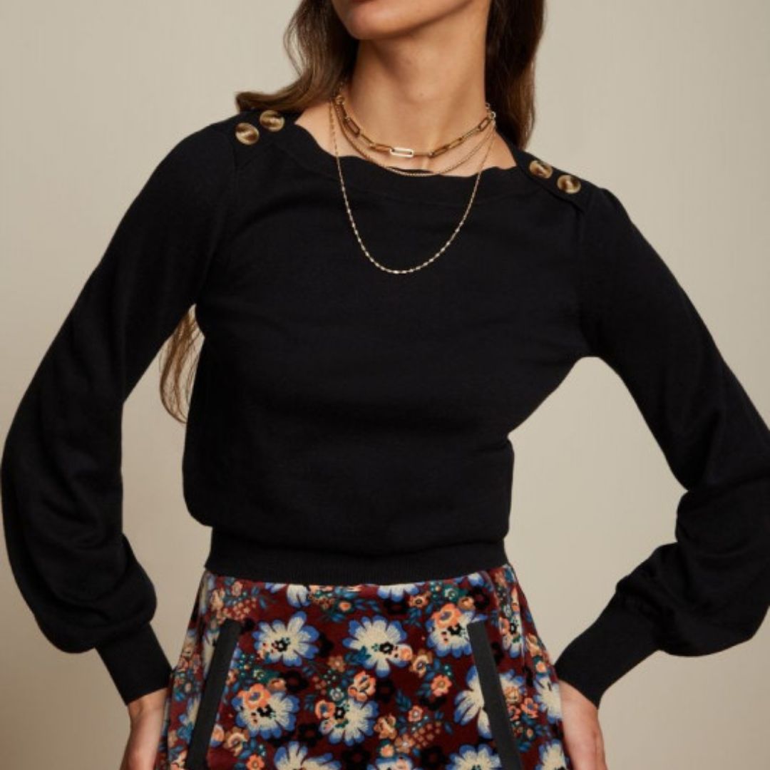 King Louie Women's Marie Bell Top Cottonclub in Black