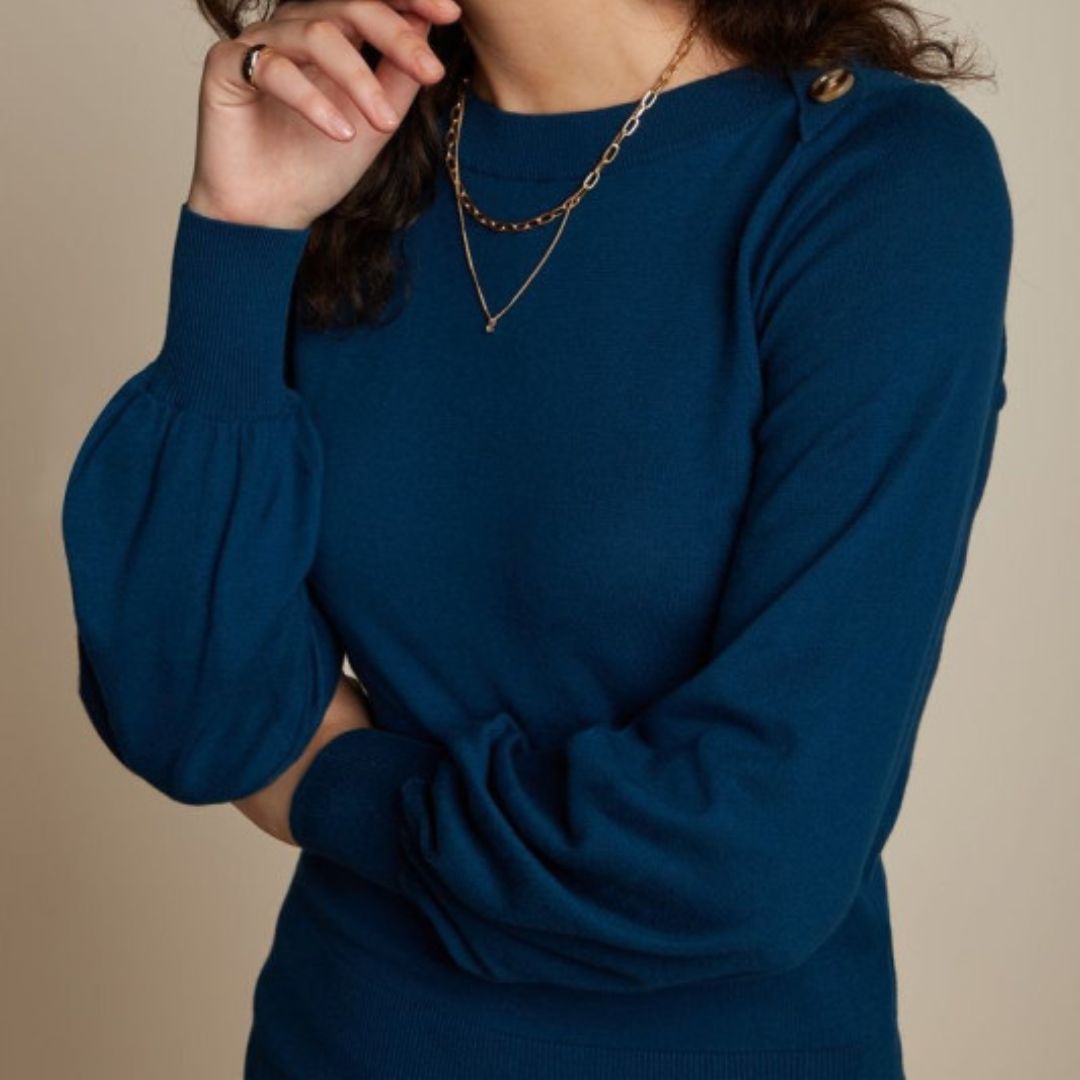 King Louie Women's Marie Bell Top Cottonclub in Sailor Blue